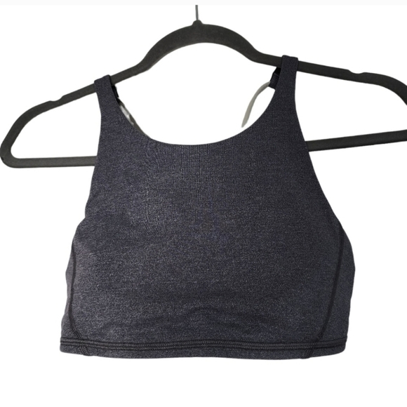 Lululemon Grey Soul Cycle Strappy Sports Bra Open back Yoga Workout Gym training - Picture 2 of 9